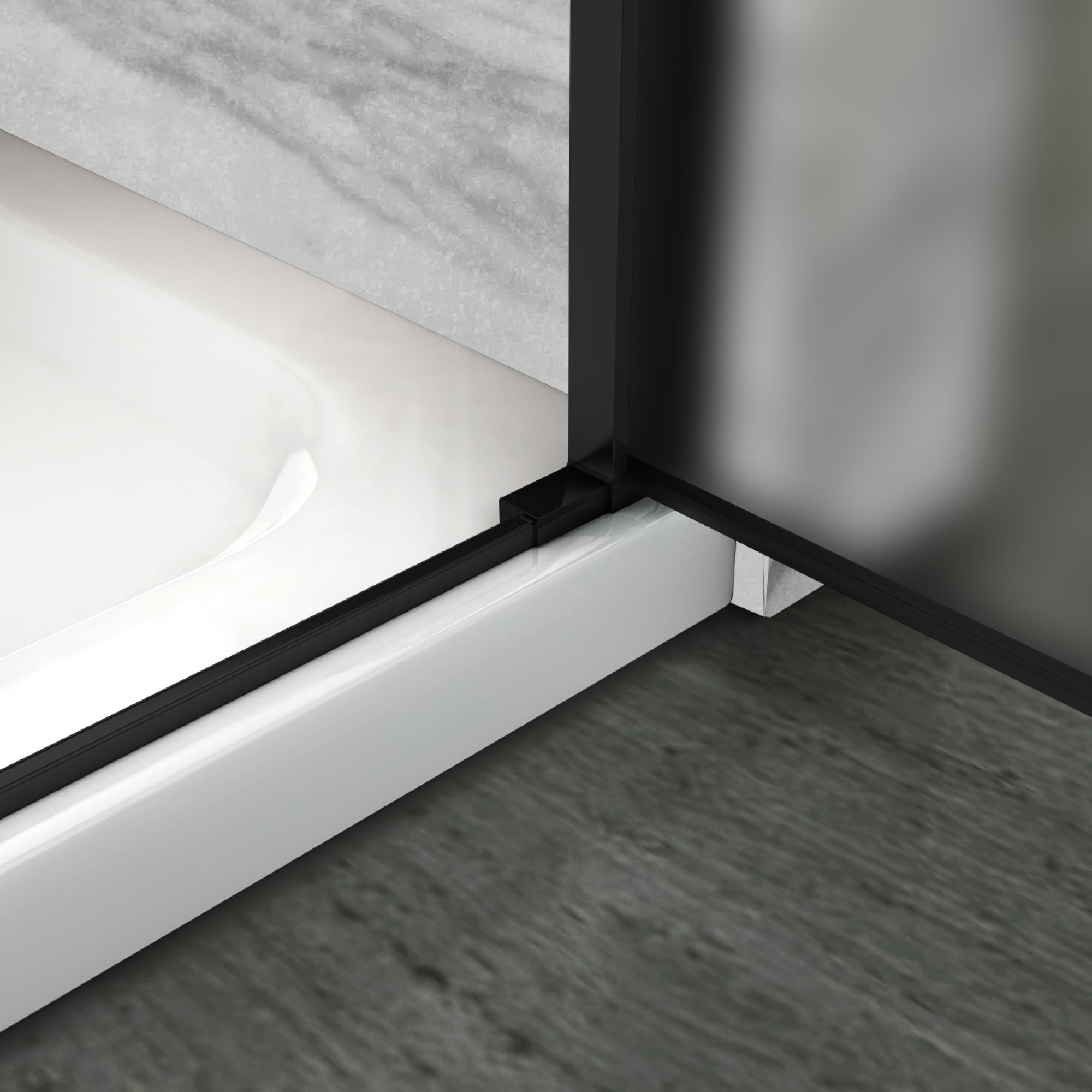 LARA - Puerta de ducha con puertas abatibles de cristal templado esmerilado de 6 mm y perfil negro mate