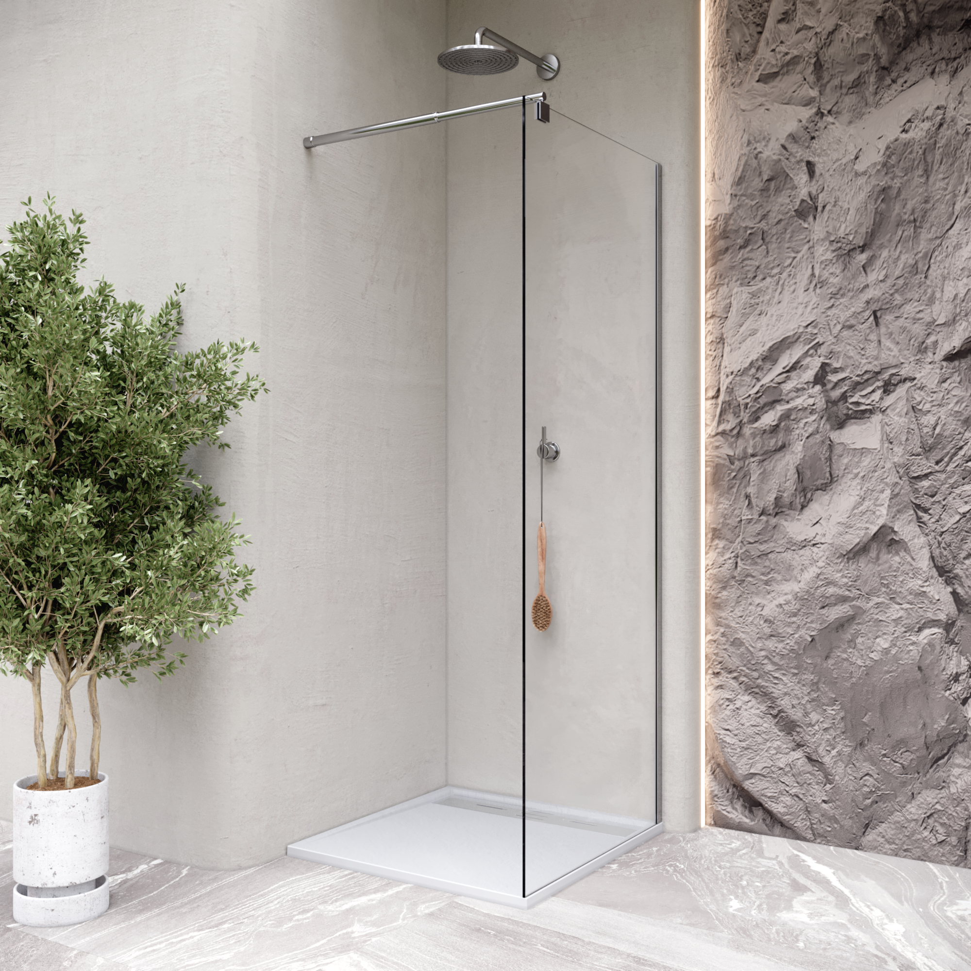 HIEMAL - Base de duche antiderrapante com acabamento branco e grelha inox incluída