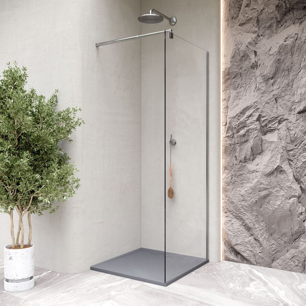 HIEMAL - Piatto doccia antiscivolo finitura grigia con sifone incluso