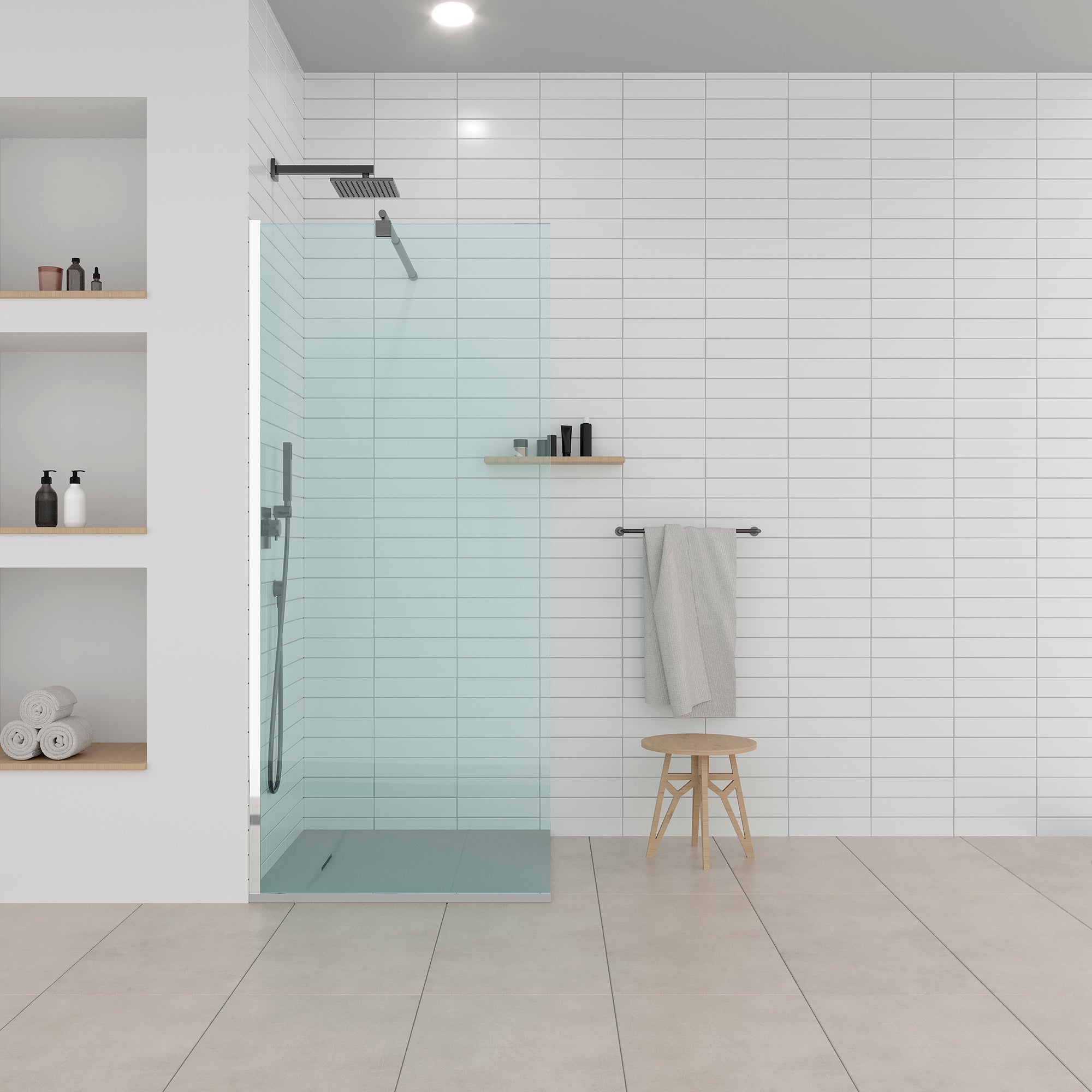 POLAR - Base de duche antiderrapante com acabamento cinzento e sifão incluído