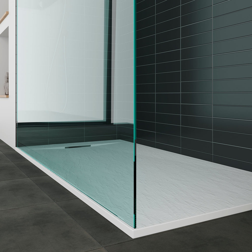 POLAR - Base de duche antiderrapante com acabamento branco e sifão incluído