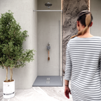 LUMIA - Base de duche antiderrapante com acabamento cinzento e grelha inox incluída