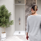 LUMIA - Base de duche antiderrapante com acabamento branco e grelha inox incluída