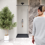 HIEMAL - Piatto doccia antiscivolo con finitura nera e sifone incluso