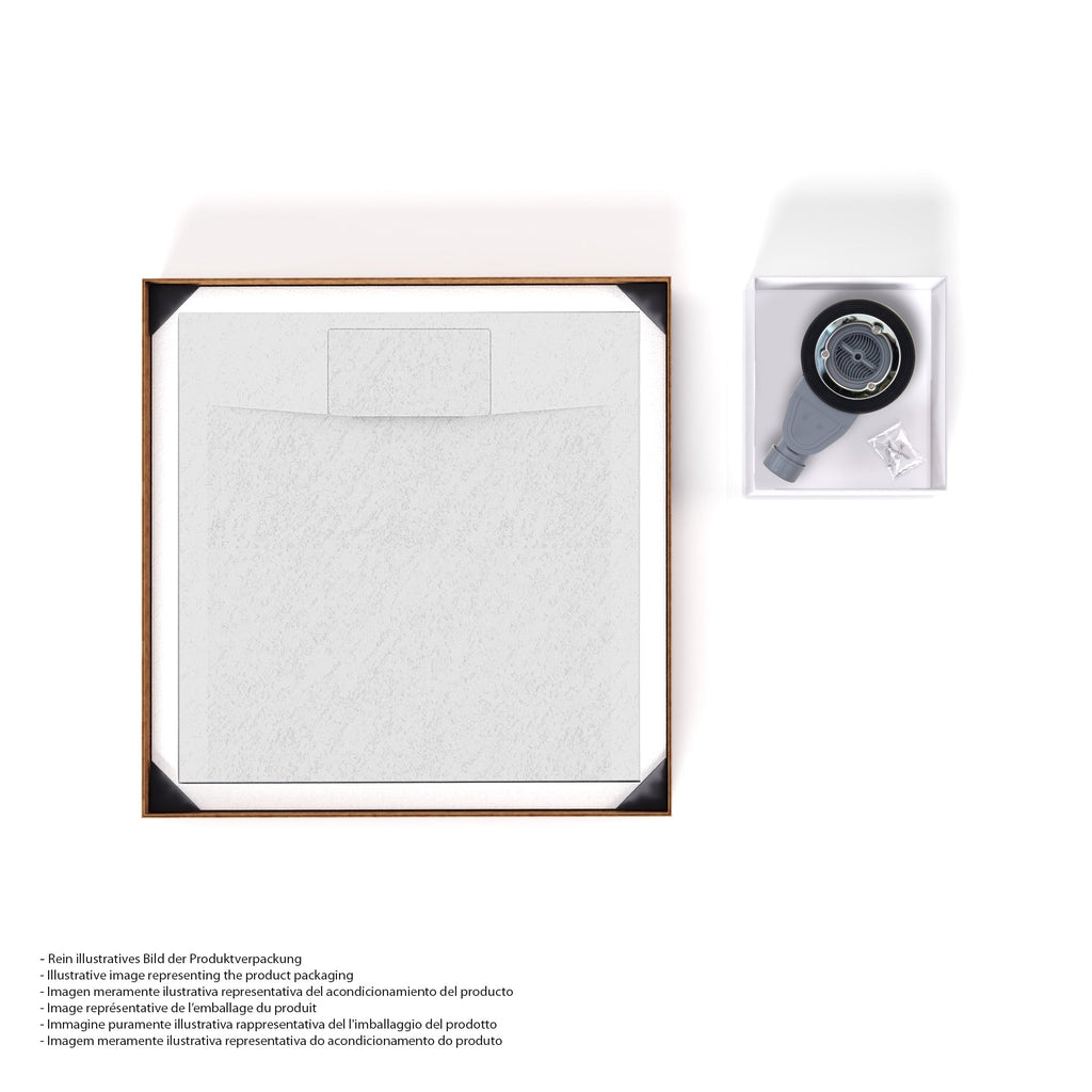 POLAR - Base de duche antiderrapante com acabamento branco e sifão incluído