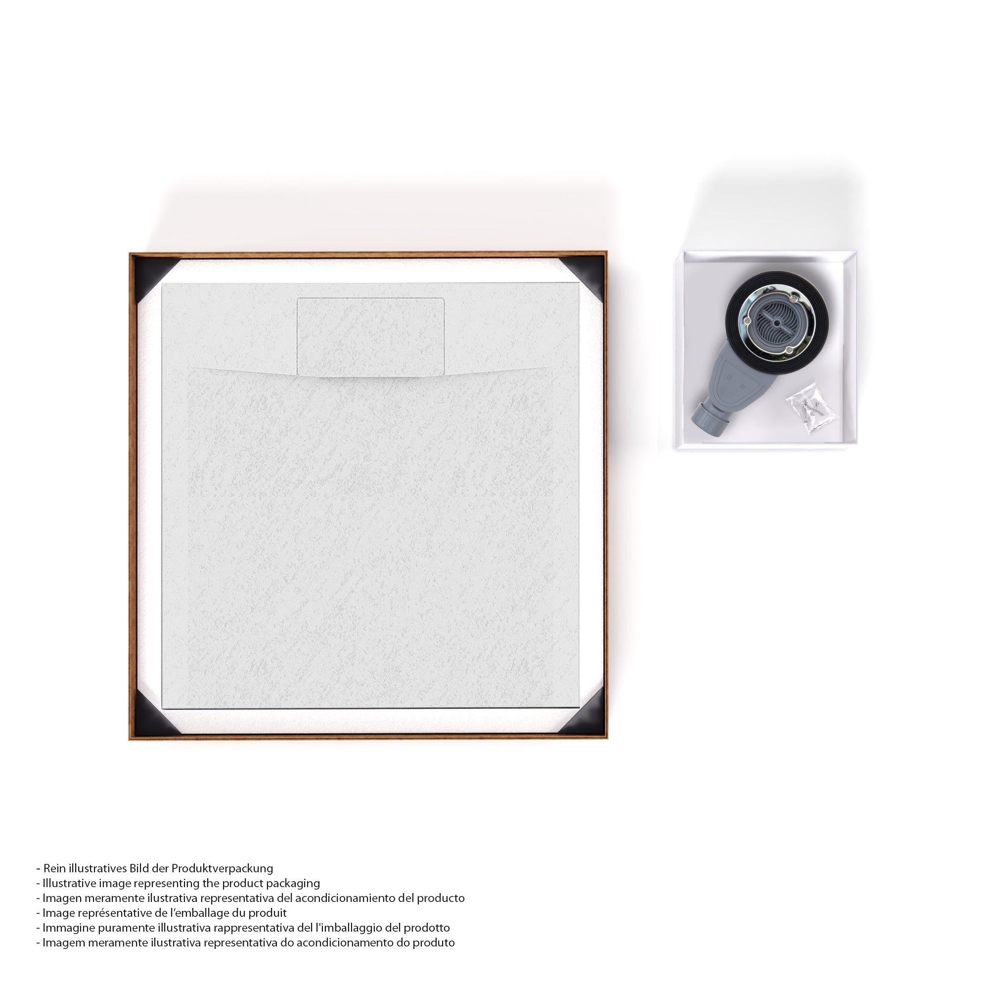 POLAR - Base de duche antiderrapante com acabamento branco e sifão incluído