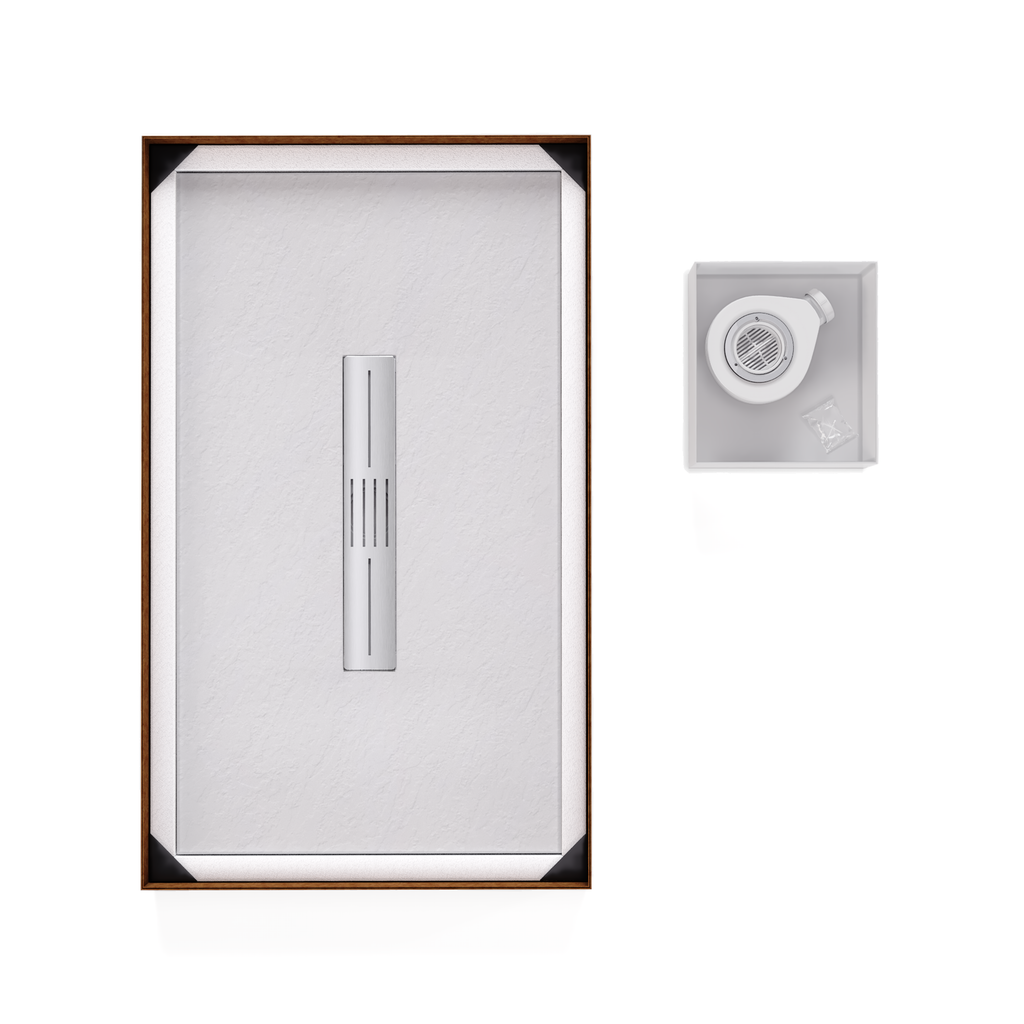 LUMIA - Base de duche antiderrapante com acabamento branco e grelha inox incluída