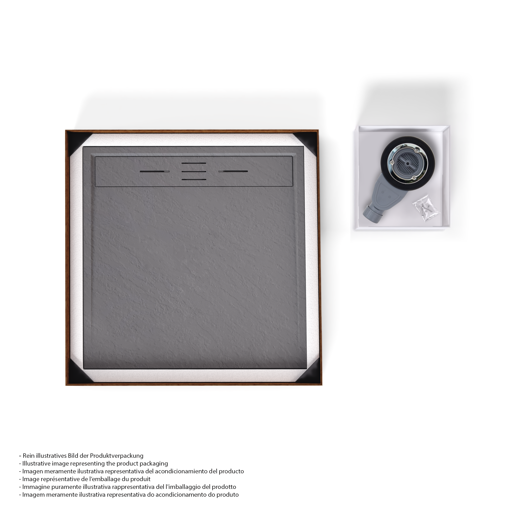 HIEMAL - Piatto doccia antiscivolo finitura grigia con sifone incluso