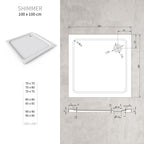 SHIMMER - Base de duche acrílica efeito pedra extraplana com acabamento branco e sifão incluído