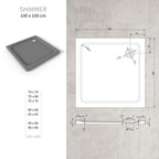 SHIMMER - Plato de ducha acrílico efecto piedra extraplano con acabado gris y sifón incluido