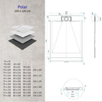 POLAR - Base de duche antiderrapante com acabamento preto e sifão incluído