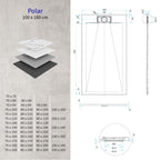 POLAR - Base de duche antiderrapante com acabamento preto e sifão incluído