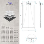 POLAR - Base de duche antiderrapante com acabamento preto e sifão incluído