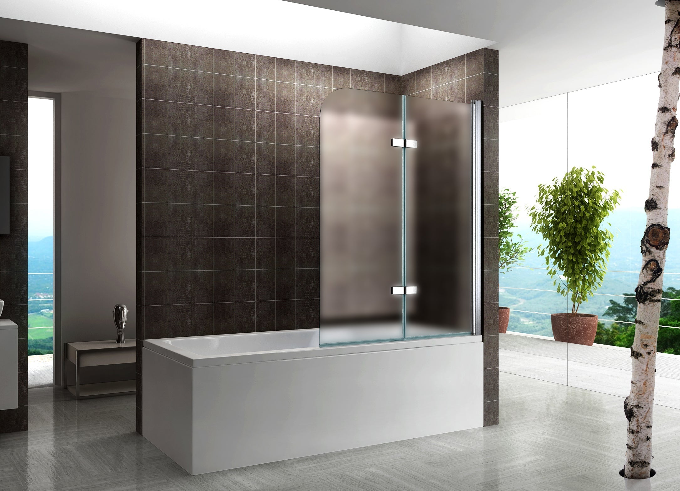 ANITA - Divisória para banheira em vidro temperado fosco 6 mm