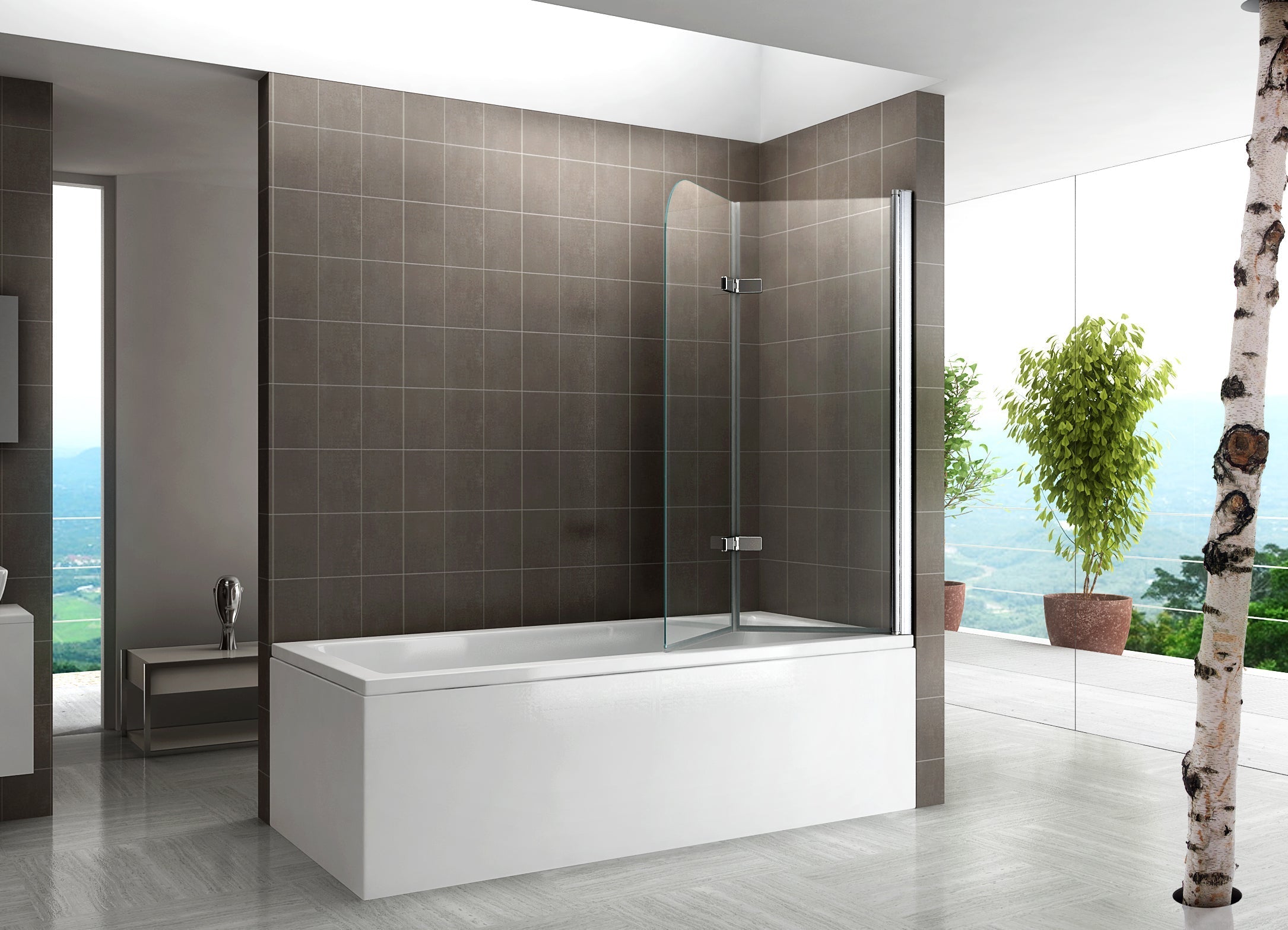 ANITA - Divisória para banheira em vidro temperado transparente 6 mm