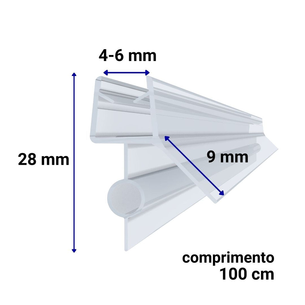 Junta vedante para porta de duche 100 cm para vidro 4 a 6 mm