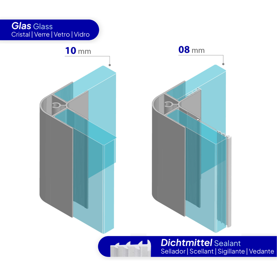 Perfil de esquina em alumínio para Walk-In