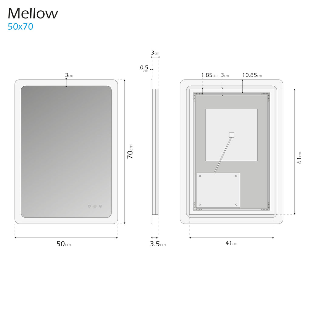 MELLOW - Espelho de casa de banho com iluminação LED integrada e design minimalista