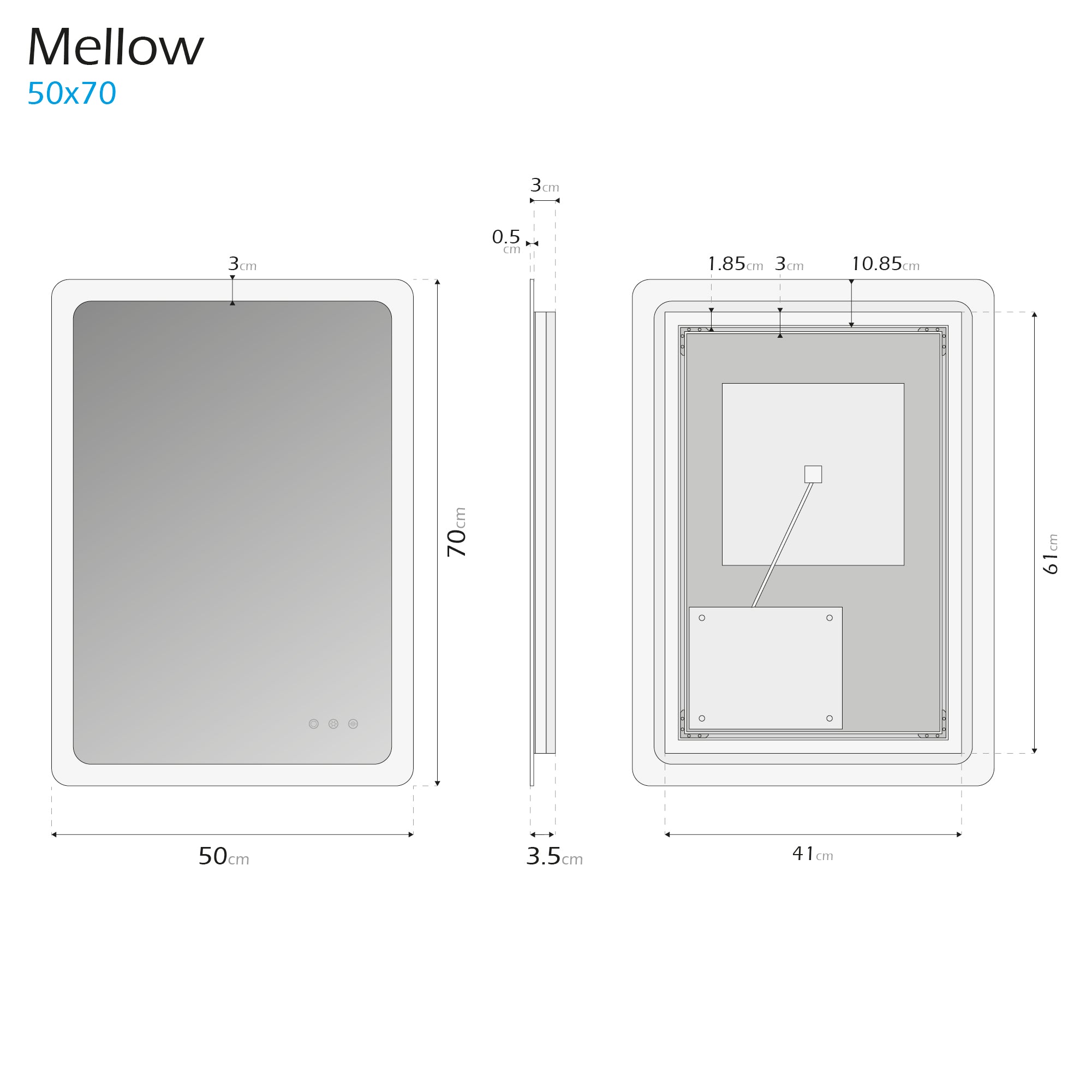 MELLOW - Espelho de casa de banho com iluminação LED integrada e design minimalista