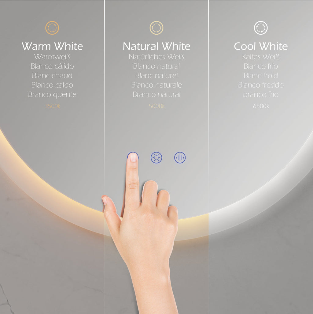 RADIUS - Espejo de baño redondo con iluminación LED integrada