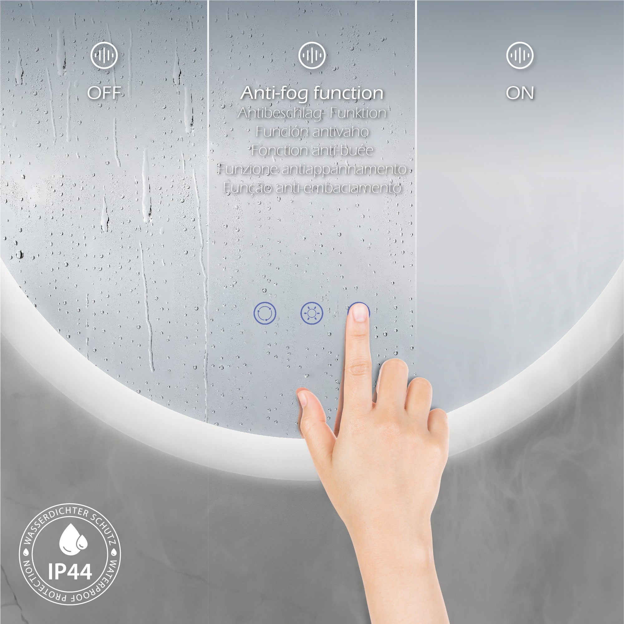 RADIUS - Espejo de baño redondo con iluminación LED integrada