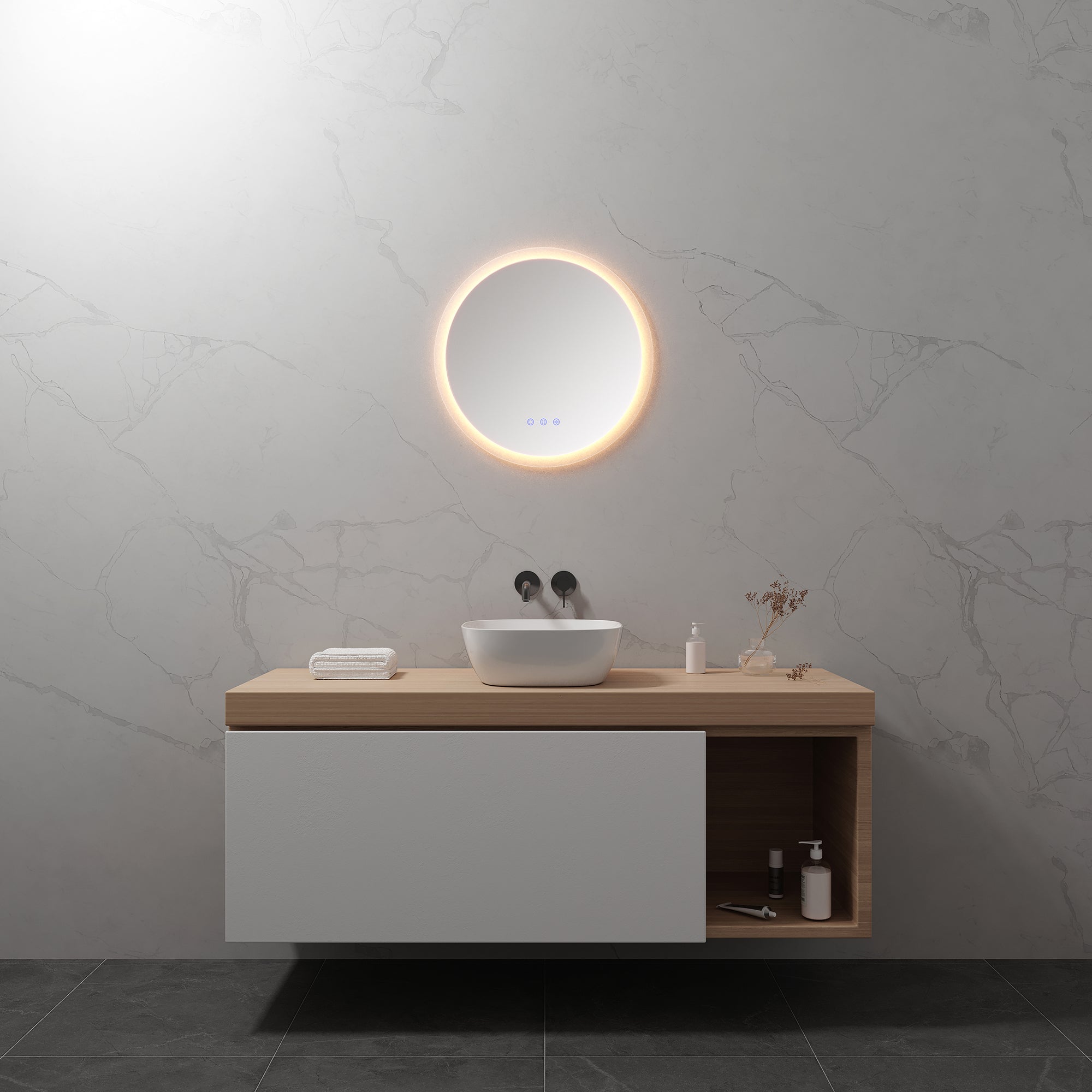 RADIUS - Espejo de baño redondo con iluminación LED integrada