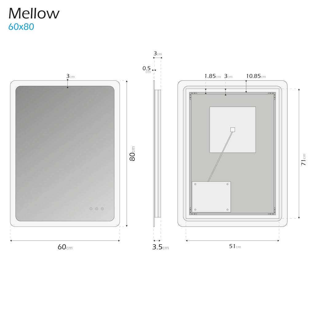MELLOW - Espelho de casa de banho com iluminação LED integrada e design minimalista