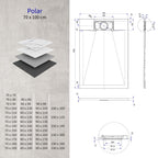 POLAR - Base de duche antiderrapante com acabamento preto e sifão incluído