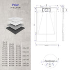 POLAR - Base de duche antiderrapante com acabamento preto e sifão incluído