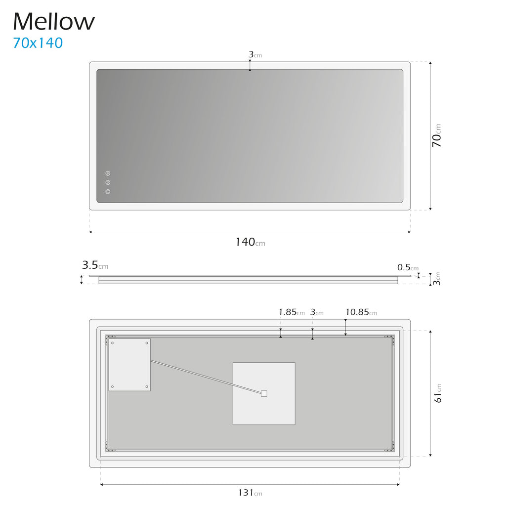 MELLOW - Espelho de casa de banho com iluminação LED integrada e design minimalista