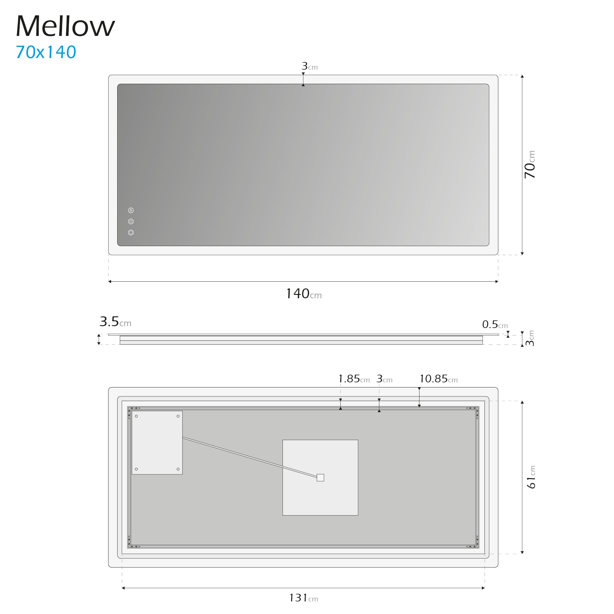 MELLOW - Espelho de casa de banho com iluminação LED integrada e design minimalista