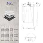POLAR - Base de duche antiderrapante com acabamento preto e sifão incluído