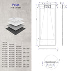 POLAR - Base de duche antiderrapante com acabamento preto e sifão incluído