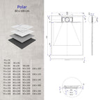 POLAR - Base de duche antiderrapante com acabamento preto e sifão incluído