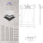 POLAR - Base de duche antiderrapante com acabamento preto e sifão incluído