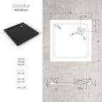 SHIMMER - Piatto doccia acrilico liscio ultrapiatto con finitura nera e piletta inclusa