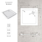 SHIMMER - Base de duche acrílica efeito pedra extraplana com acabamento branco e sifão incluído