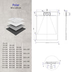POLAR - Base de duche antiderrapante com acabamento preto e sifão incluído