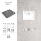 SHIMMER - Plato de ducha acrílico efecto piedra extraplano con acabado gris y sifón incluido