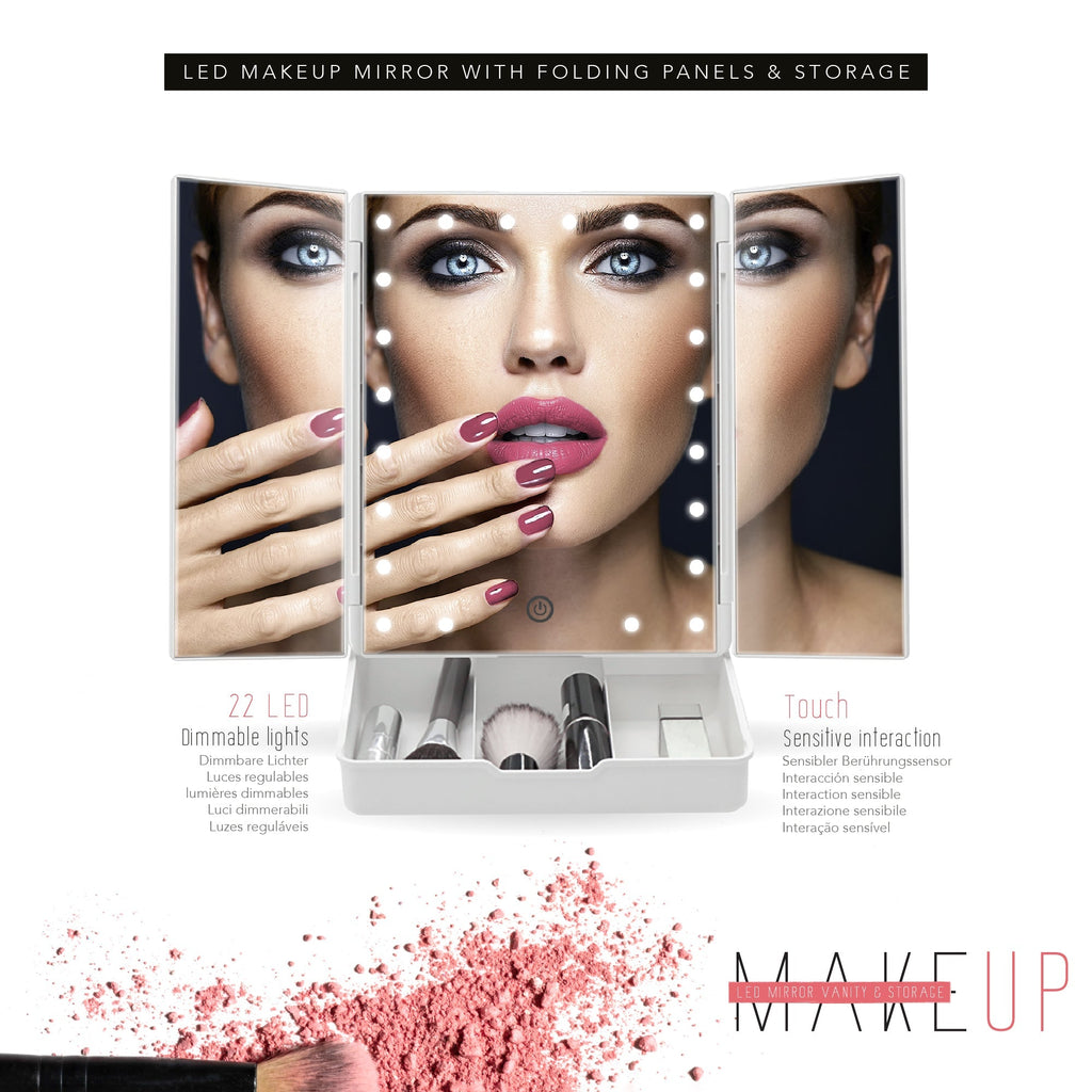 MAKEUP - Espelho de maquilhagem com iluminação LED e ampliação