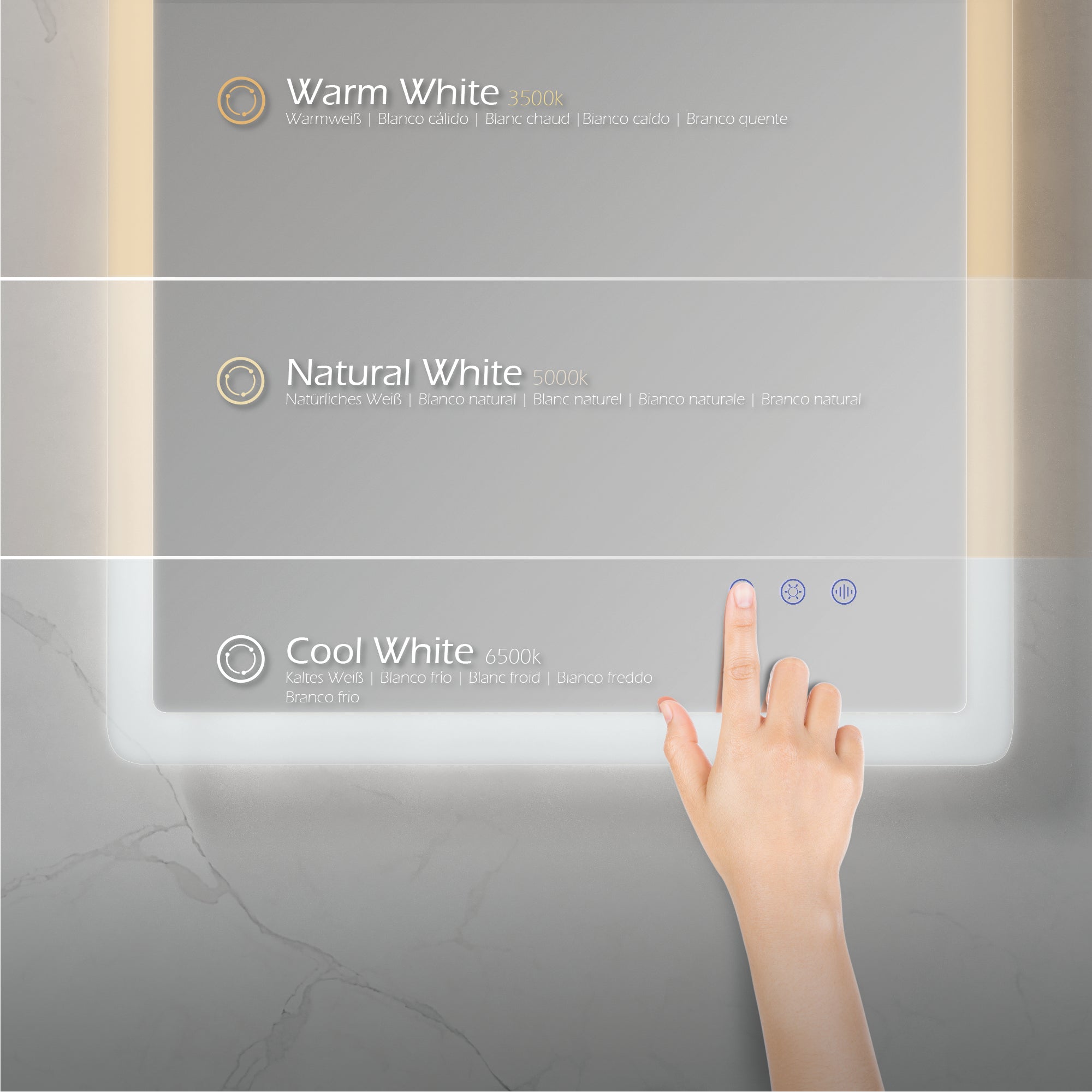 MELLOW - Espelho de casa de banho com iluminação LED integrada e design minimalista
