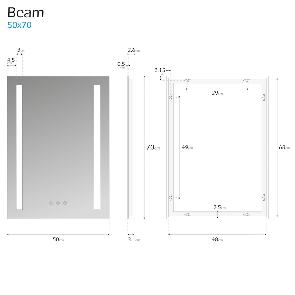 BEAM - Espelho de casa de banho com iluminação LED integrada e design moderno