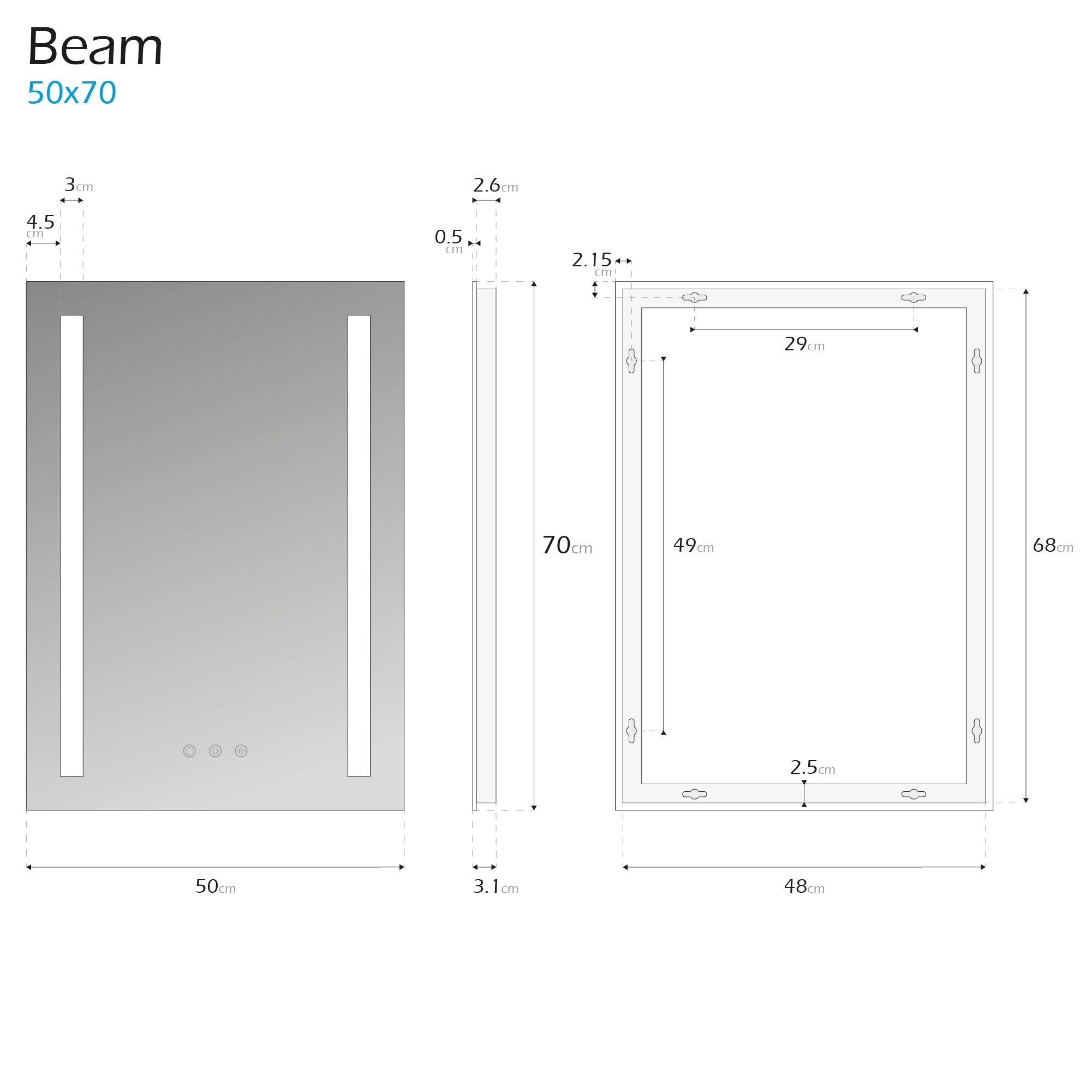 BEAM - Espelho de casa de banho com iluminação LED integrada e design moderno