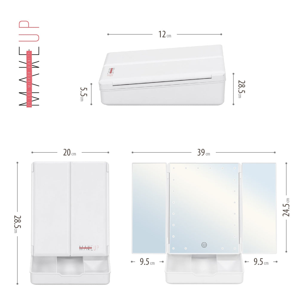 MAKEUP - Espelho de maquilhagem com iluminação LED e ampliação