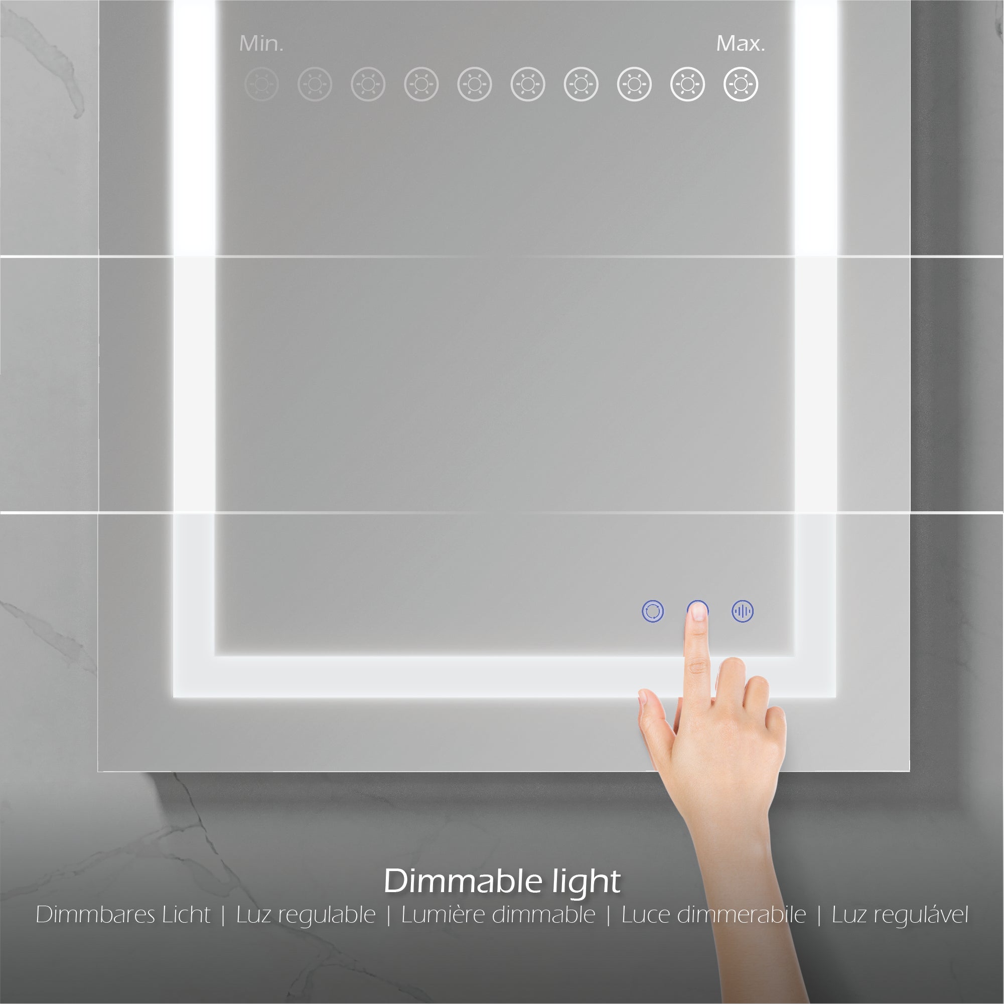 OBLONG - Espelho de casa de banho com iluminação LED integrada e formato rectângular
