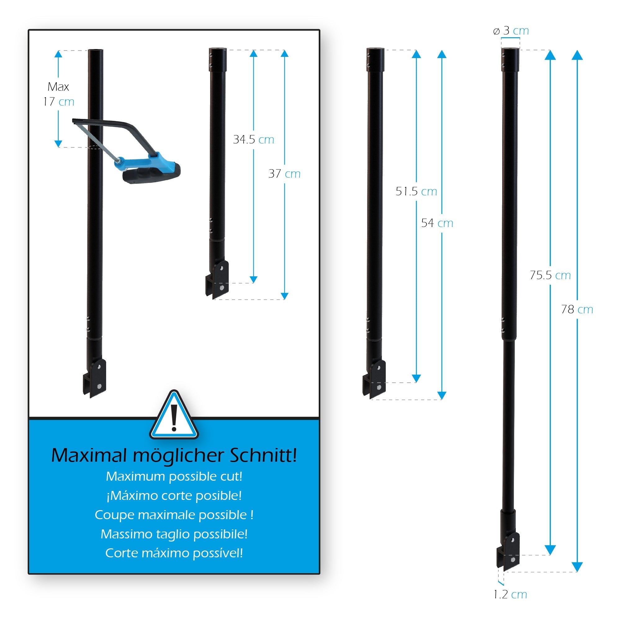 Barra estabilizadora ajustable para Walk in de aplicación en el techo - 21BM