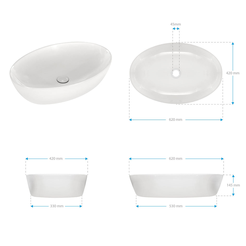 BACCHIGLIONE - Lavatório de bancada em cerâmica