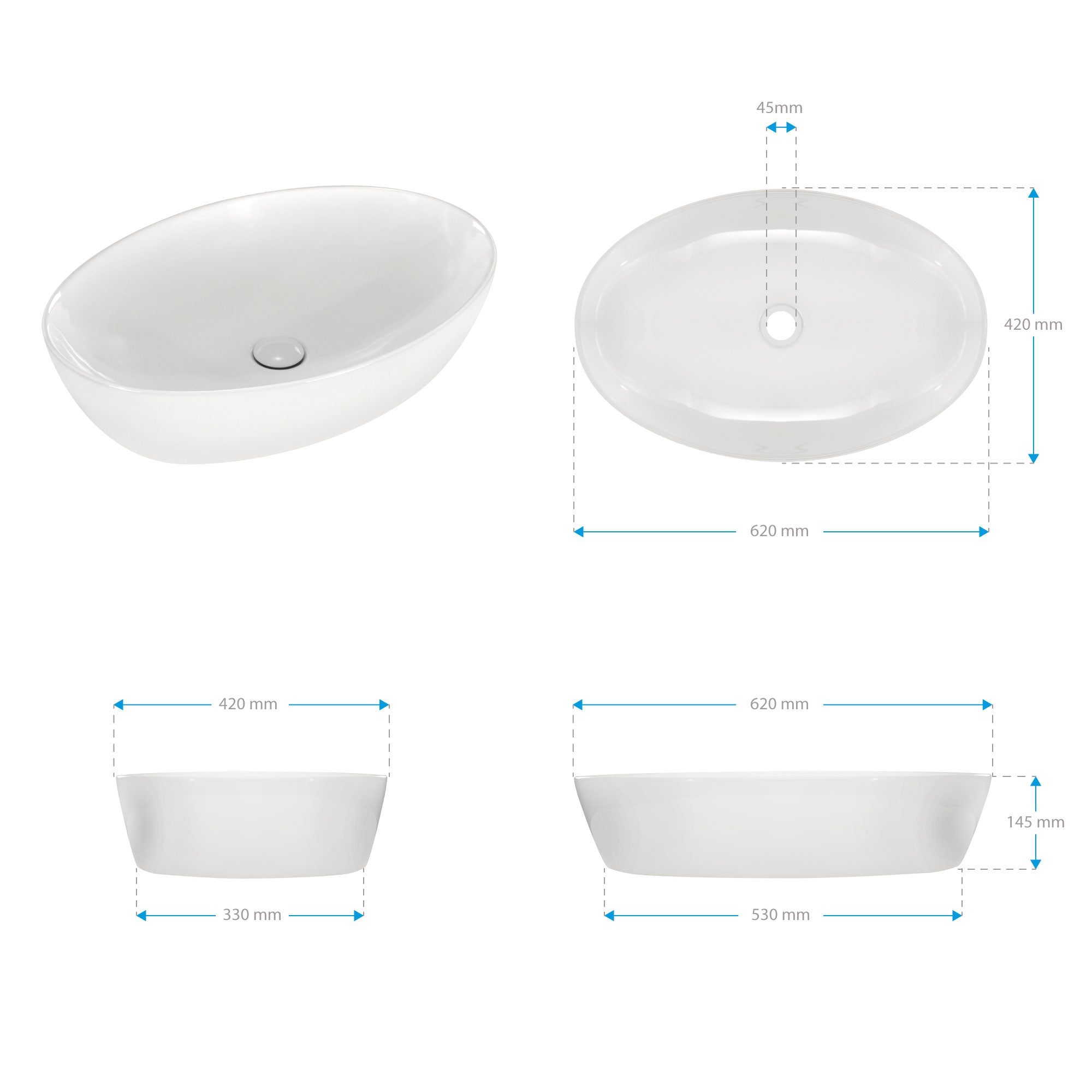 BACCHIGLIONE - Lavatório de bancada em cerâmica