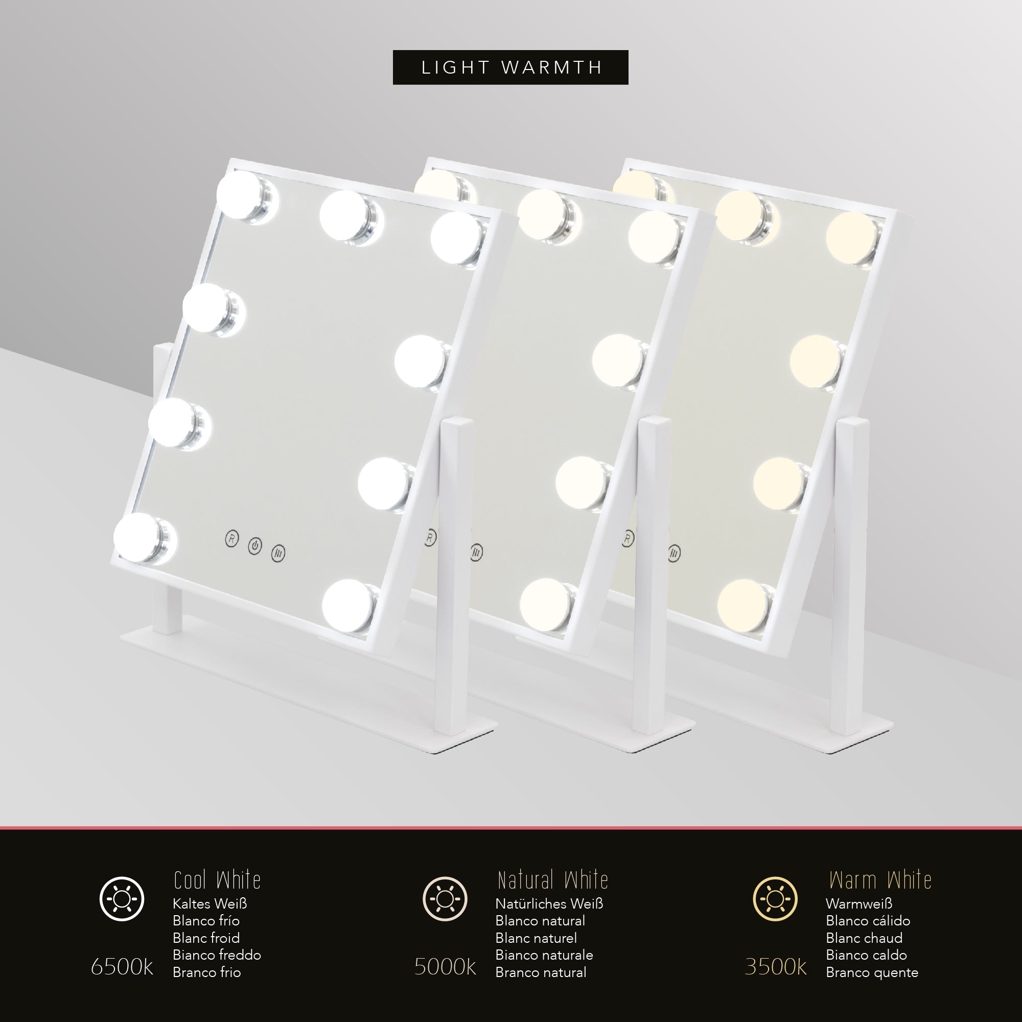 BULB TINY - Espelho de maquilhagem compacto com iluminação LED para uso diário