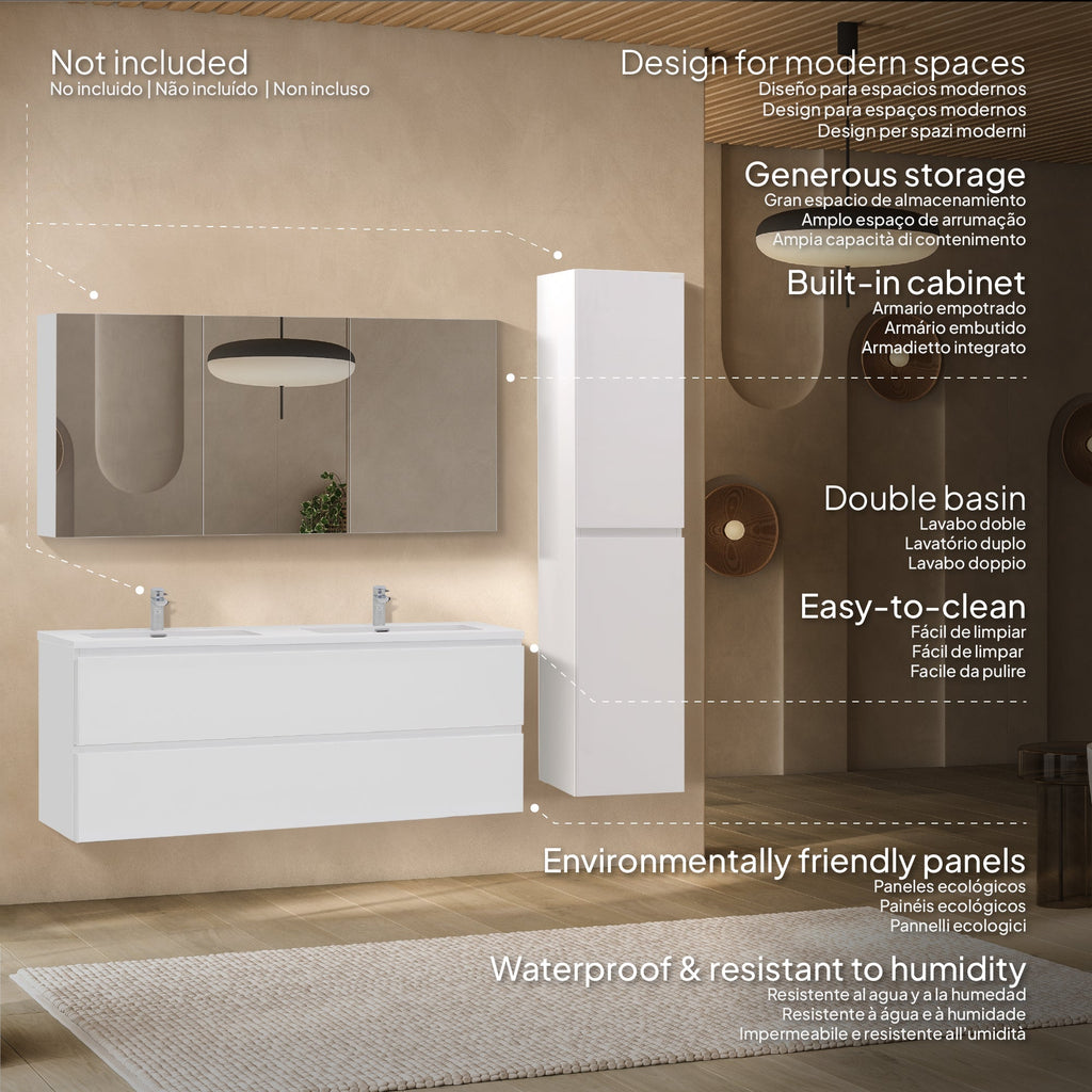ATENA - Móvel de lavatório suspenso com gaveta soft-close